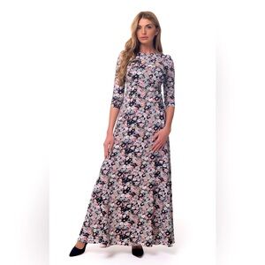 Arefeva Women’s Maxi Long Dress Plus XXL
Floral Black Beige Pink Jewel Neck, NEW